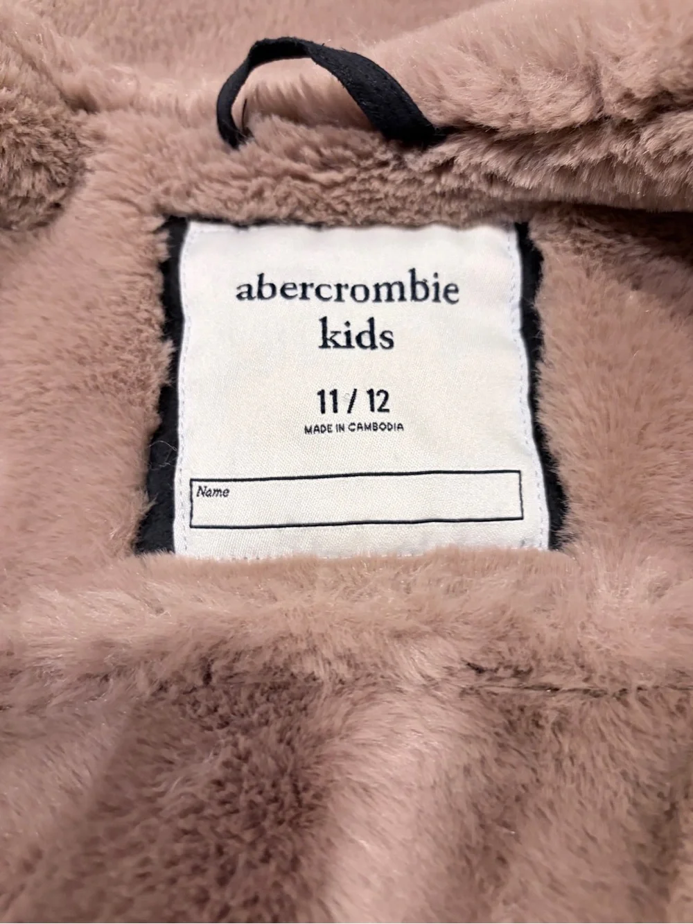 abercrombie kids Black Jacket with Tan Faux Fur Trim